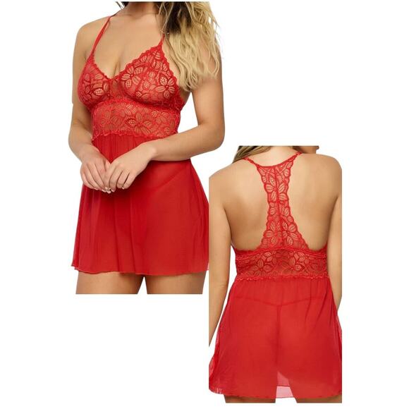 Jezebel RENEE Red Lace Set NWOT Sz L - Picture 1 of 10